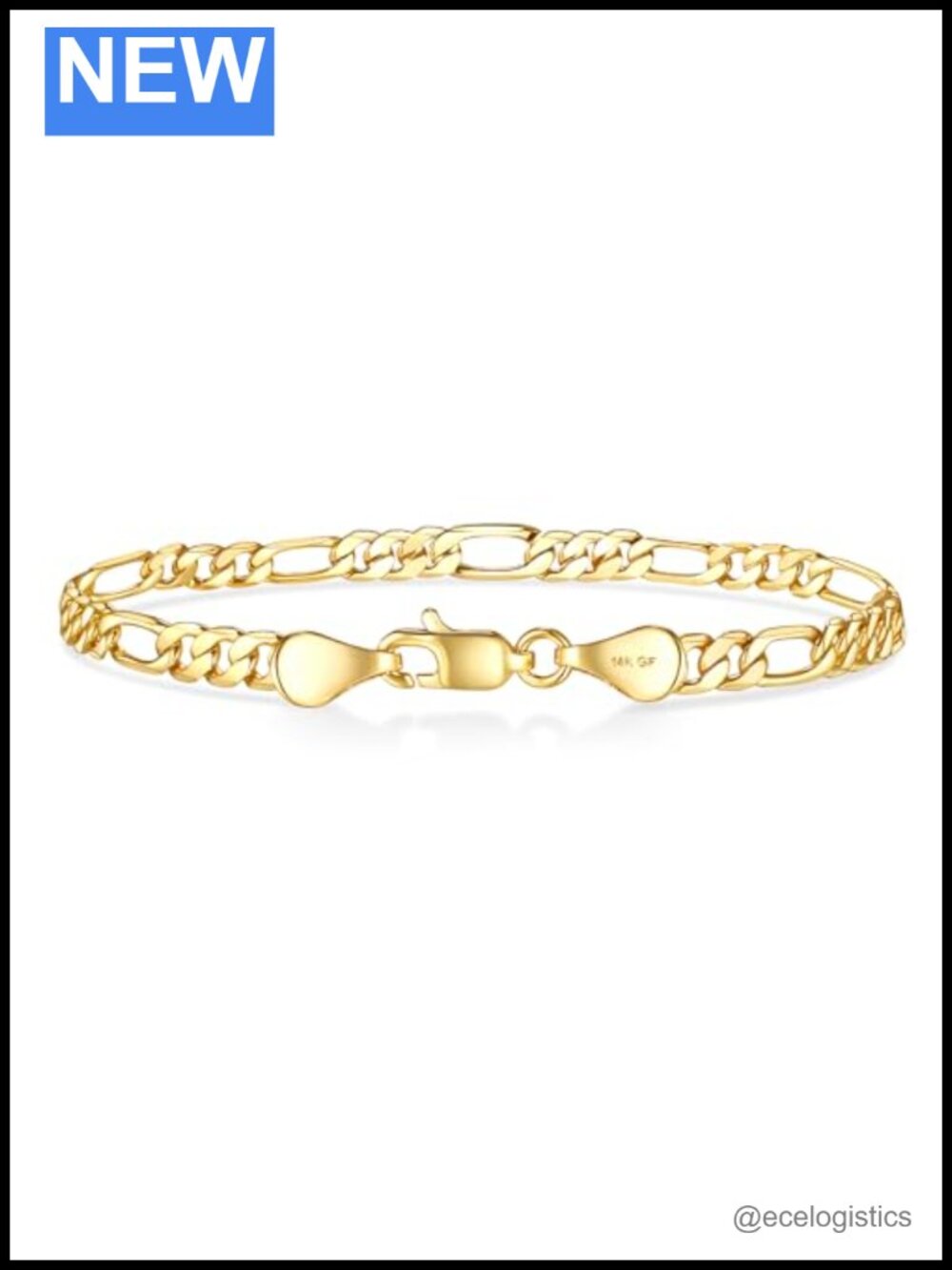 LUCA SMITH 14K Gold Figaro Chain Bracelet 5mm Link Unisex Adult